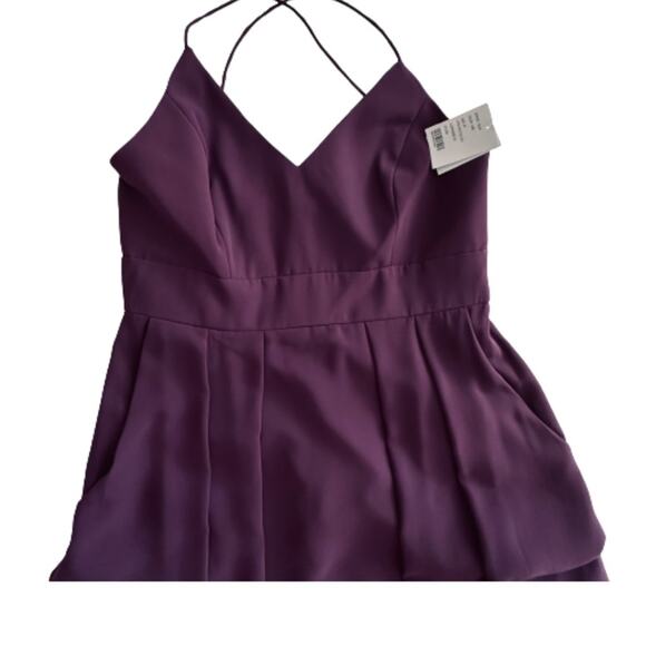 After Six Aubergine Spaghetti Strap Pleated Pocket Formal Dress 1514 Size 14 NEW - Picture 10 of 14